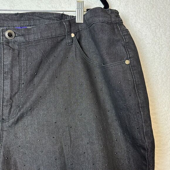 2/$30 Catherines Studded Rhinestone Straight Leg Jeans Size 22W Stretch Western - Picture 5 of 13